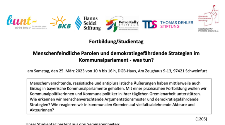 Studientag für kommunale Mandatsträger*innen zu Hass & Hetze in Schweinfurt