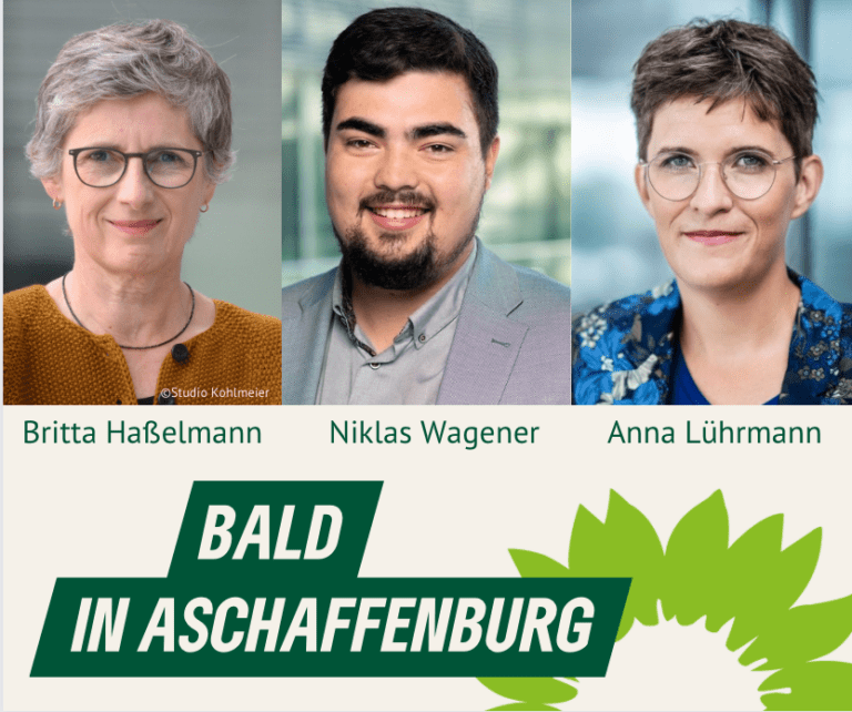 Save the date: Britta Haßelmann und Staatsministerin Anna Lührmann in Aschaffenburg
