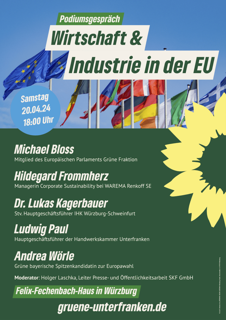 Podiumsdiskussion zu „Wirtschaft und Industrie in der EU“ mit Politik- und Wirtschaftsvertreter*innen