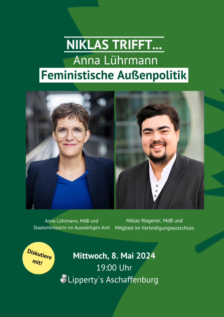 Staatsministerin Anna Lührmann bei Niklas Wagener in Aschaffenburg