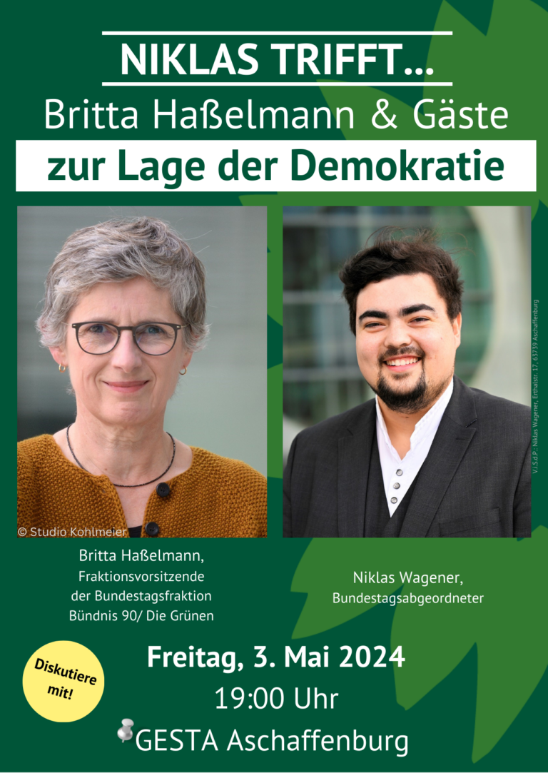 Niklas trifft: Britta Haßelmann & Gäste zum Thema „Zur Lage der Demokratie“