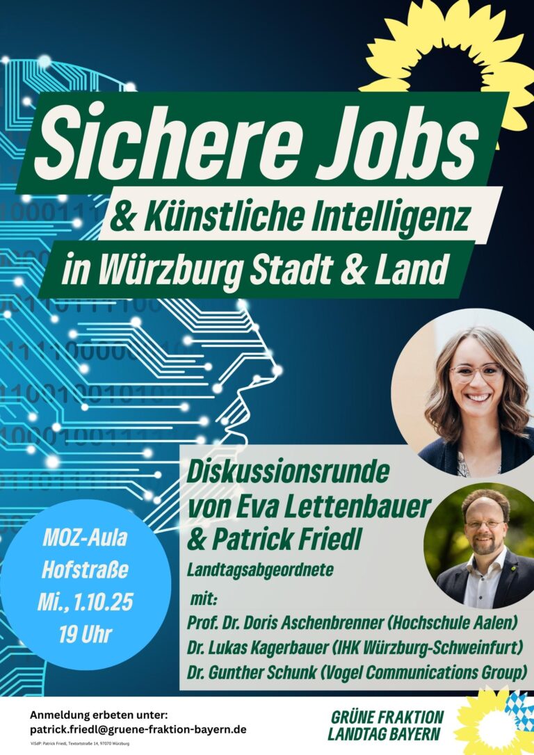 „Sichere Jobs und Künstliche Intelligenz“  – Eva Lettenbauer und Patrick Friedl laden zu Podiumsgespräch ins MOZ